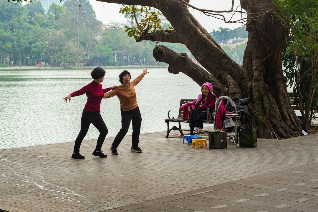 seniors exercising in park