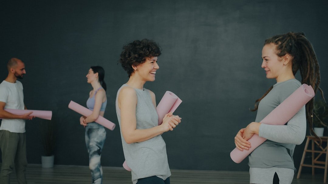 group of seniors in yoga class